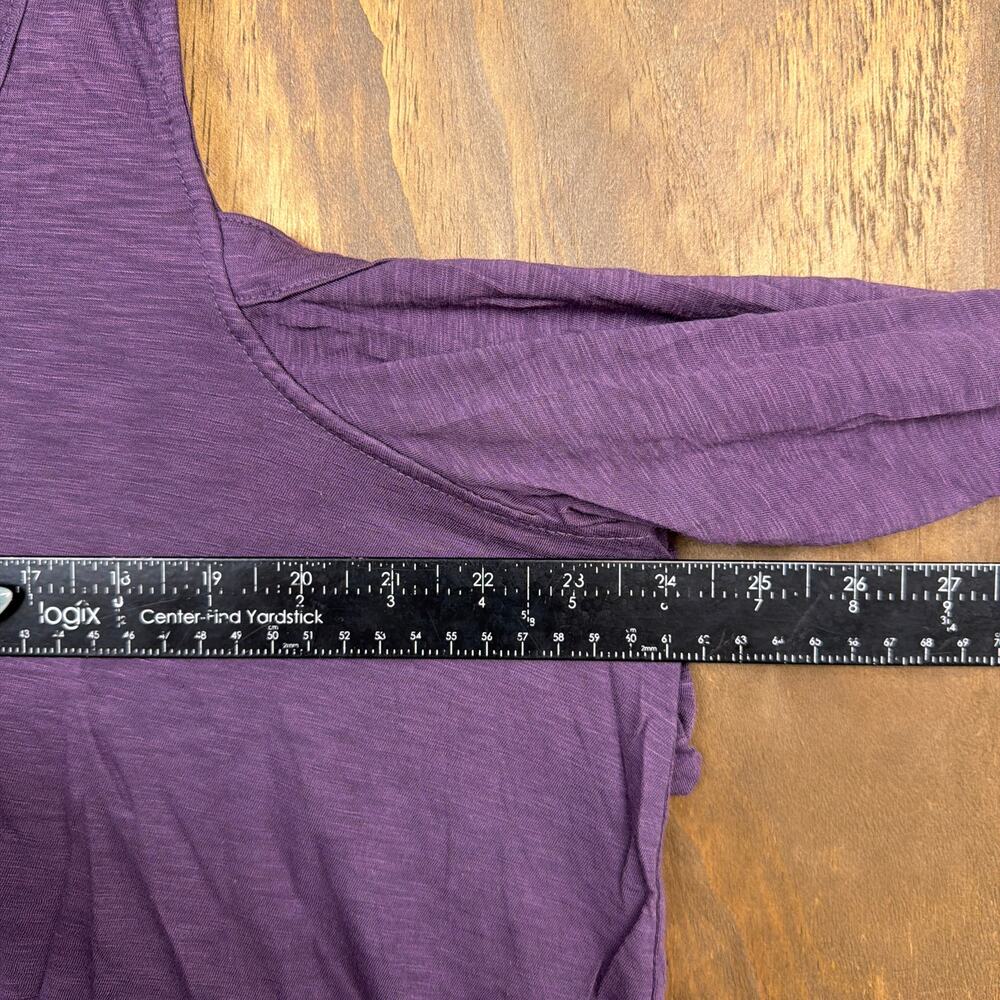 Express Womens Shirt Purple Cold Shoulder Flared Sleeve Modal Scoop Neck Large - Picture 8 of 11